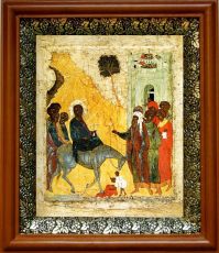 Икона Вход Господень в Иерусалим в киоте с басмой Виноградная Лоза (UV-печать)(30222)