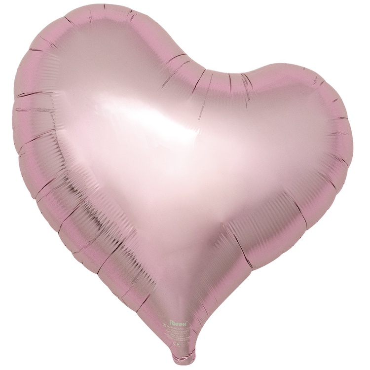 Розовое металлик сердце японское с изгибом малое шар фольгированный с гелием