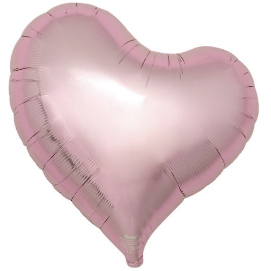 Розовое металлик сердце японское с изгибом малое шар фольгированный с гелием
