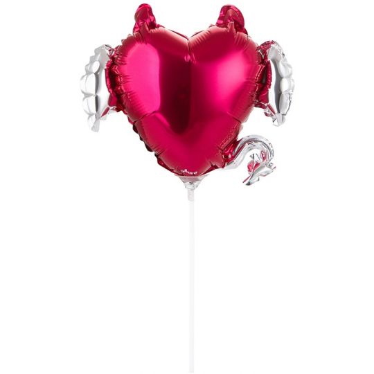 Тихий омут сердце на палочке малый фигурный шар фольгированный с воздухом