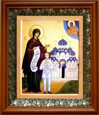 Икона Вячеслав, отрок в киоте с басмой Виноградная Лоза (UV-печать)(30230)