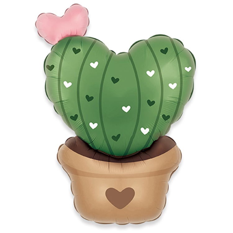 Кактус-сердечко шар фигурный фольгированный с гелием