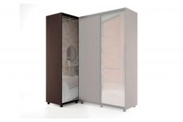 Шкаф-купе -PRIME CORNER Угловой с зеркалом ОРС12-6.Z (1806*1205*2300мм), Венге темный/белый шелк