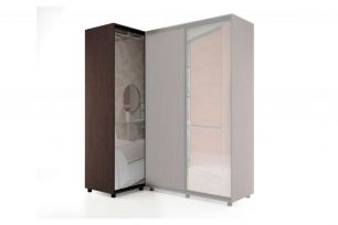 Шкаф-купе -PRIME CORNER Угловой с зеркалом ОРС12-6.Z (1806*1205*2300мм), Венге темный/белый шелк