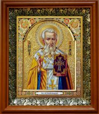 Икона Григорий Армянский в киоте с басмой Виноградная Лоза (UV-печать)(30268)