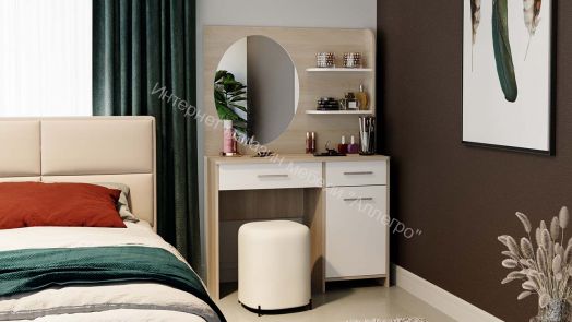 Стол туалетный «Эвита» Дуб Гарден/Белый глянец