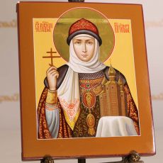 Рукописная икона Княгиня Ольга 17х21см (нимб сусальное золото с ковчегом)