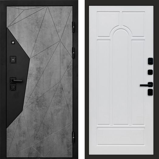 Входная дверь Termo-door Авангард Бетон - Арка Белое дерево