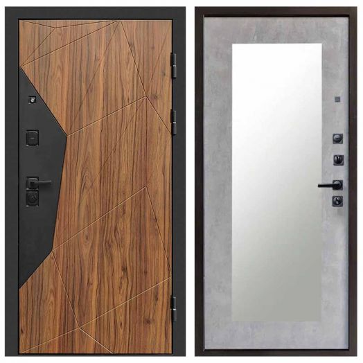 Входная дверь Termo-door Авангард Дуб каньон - Зеркало триумф Бетон светлый
