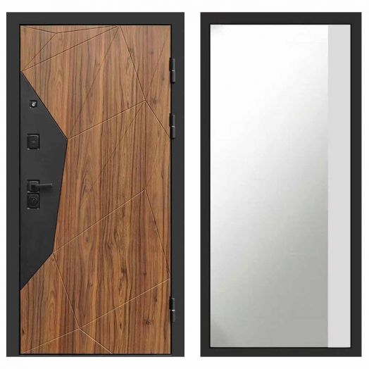 Входная дверь Termo-door Авангард Дуб каньон - Широкое Зеркало Фацет Белый софт