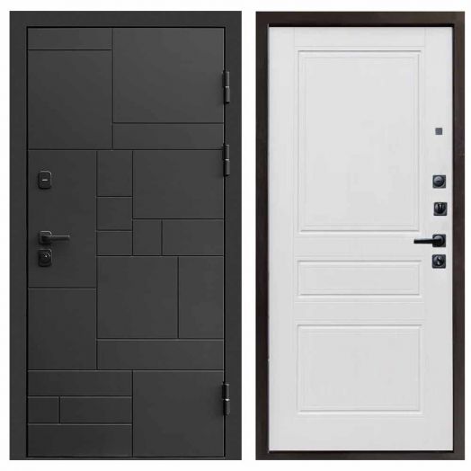 Входная дверь Termo-door Квадро Black - Классика Белое дерево