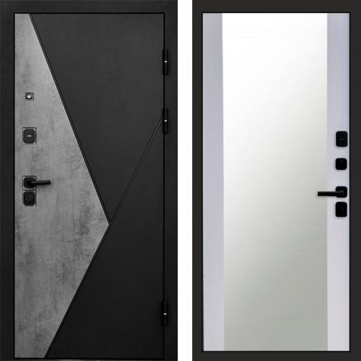 Входная дверь Termo-door Матрикс Бетон - Зеркало Белый софт