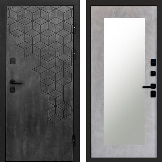 Входная дверь Termo-door Спейс Бетон патина - Зеркало триумф Бетон светлый
