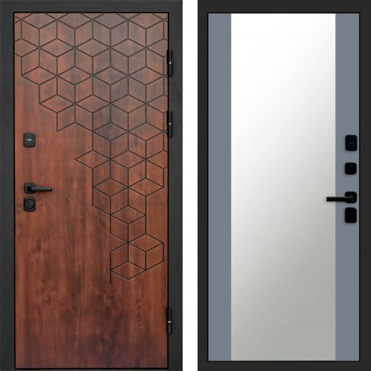 Входная дверь Termo-door Спейс Дуб патина - Зеркало Грей софт