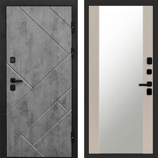 Входная дверь Termo-door Стоун Бетон - Зеркало Слоновая кость