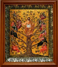 Икона Древо Жизни (Виноградная Лоза) в киоте с басмой Виноградная Лоза (UV-печать)(30331)