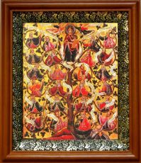 Икона Древо Иессеево в киоте с басмой Виноградная Лоза (UV-печать)(30332)