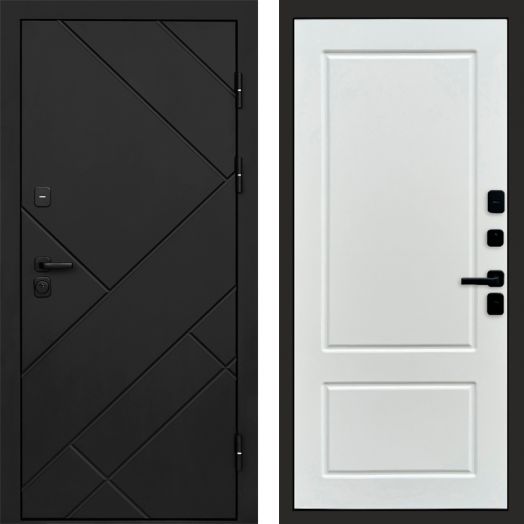 Входная дверь Termo-door Стоун Black - Марсель Белый софт