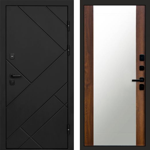 Входная дверь Termo-door Стоун Black - Зеркало Дуб