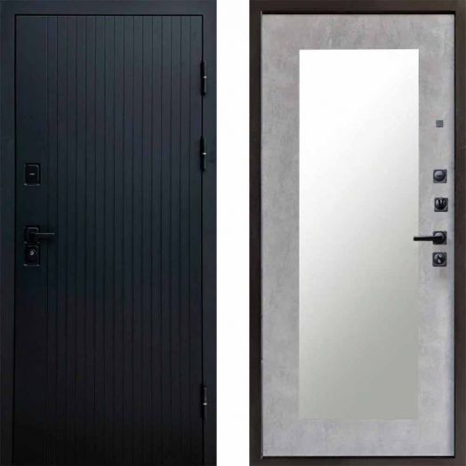 Входная дверь Termo-door Твист Black style - Зеркало триумф Бетон светлый