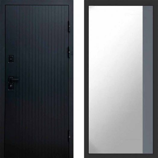 Входная дверь Termo-door Твист Black style - Широкое Зеркало Фацет Грей софт