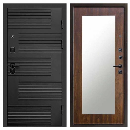 Входная дверь Termo-door Фаворит Black - Зеркало триумф Дуб