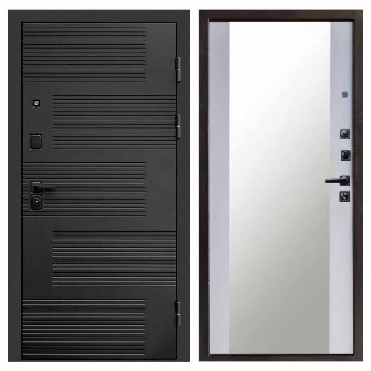 Входная дверь Termo-door Фаворит Black - Зеркало Белый софт