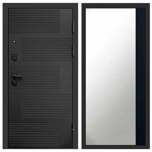 Входная дверь Termo-door Фаворит Black - Широкое Зеркало Фацет Черный кварц
