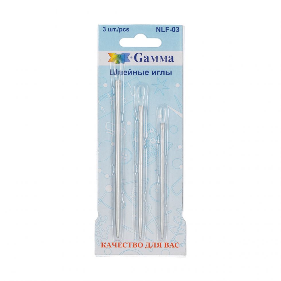 Иглы для шитья ручные "Gamma" для вязаных изделий со спец. покрытием 3 шт. ассортив бл. (NLF-03 )