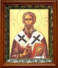 Икона Евмений Гортинский в киоте с басмой Виноградная Лоза (UV-печать)(30346)