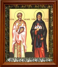 Икона Евфимий Новый в киоте с басмой Виноградная Лоза (UV-печать)(30352)