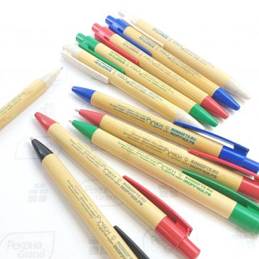 ручки из бамбука с логотипом