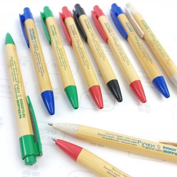 ручки из бамбука с логотипом