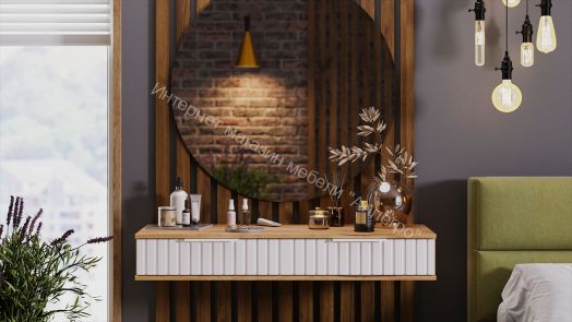 Стол туалетный Хилтон - 402.007.000 Дуб Крафт золотой, Белый матовый