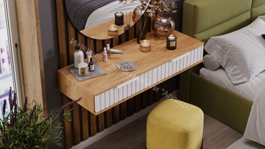 Стол туалетный Хилтон - 402.007.000 Дуб Крафт золотой, Белый матовый