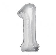 Цифра "1" фольгированная (102/120) Slim Серебро
