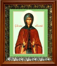 Икона Елена Сербская в киоте с басмой Виноградная Лоза (UV-печать)(30369)