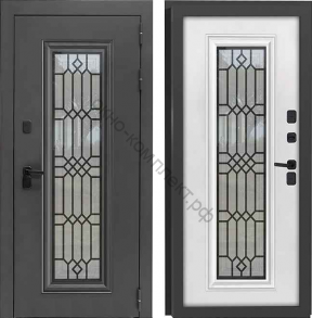 Входная дверь с терморазрывом Страж Veron Termo Муар черный/ Велюта ваниль