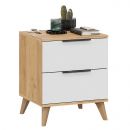 Тумба прикроватная «Джоли» с опорами Бук матовый, Дуб Крафт золотой, Белый матовый