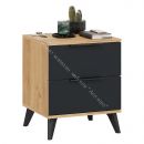 Тумба прикроватная «Джоли» с опорами Черный матовый, Дуб Крафт золотой, Графит матовый