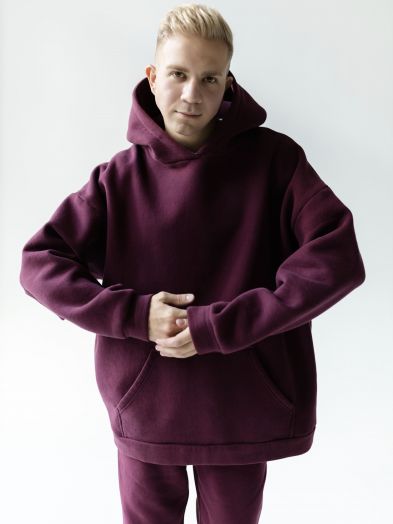 Худи оверсайз с начесом каберне