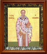 Икона Игнатий Богоносец в киоте с басмой Виноградная Лоза (UV-печать)(30413)