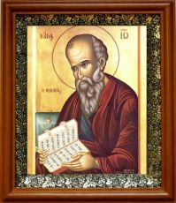 Икона Иоанн Богослов в киоте с басмой Виноградная Лоза (UV-печать)(30433)