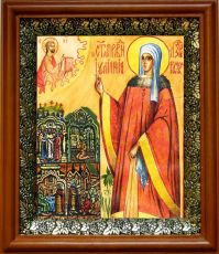 Икона Иулиания Лазаревская в киоте с басмой Виноградная Лоза (UV-печать)(30496)