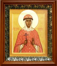 Икона Иулиания Лазаревская в киоте с басмой Виноградная Лоза (UV-печать)(30497)