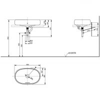 Накладная раковина TOTO CE PJS05WEE#MW 60х38 схема 2