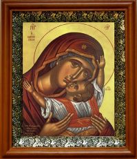 Икона Кардиотисса (Сердечная) в киоте с басмой Виноградная Лоза (UV-печать)(30505)