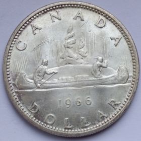 Королева Елизавета II .Каноэ. 1 доллар Канада 1966