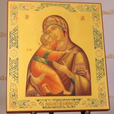 Владимирская икона Богородицы 27х31см (Палех, рукописная) (сусальное золото с чеканкой)