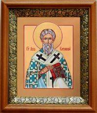 Икона Лев Катанский в киоте с басмой Виноградная Лоза (UV-печать)(33098)